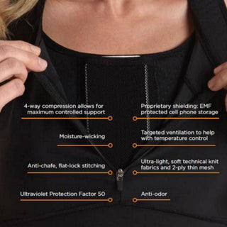 Zephyr Tank Top w/ Built-In Sports Bra & EMF Safety Cell Phone Pocket - blk/blk/ylw/ylw - SportPort Active