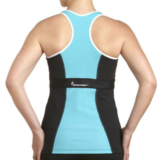 Zephyr Tank Top w/ Built-In Sports Bra & EMF Safety Cell Phone Pocket - turq/blk/wht/ylw - SportPort Active
