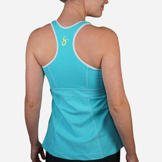 Zephyr Tank Top w/ Built-In Sports Bra & EMF Safety Cell Phone Pocket - turq/turq/wht/ylw - SportPort Active
